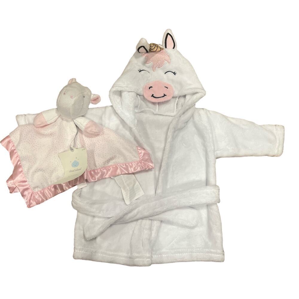 Baby Unicorn robe & rattle Blankie